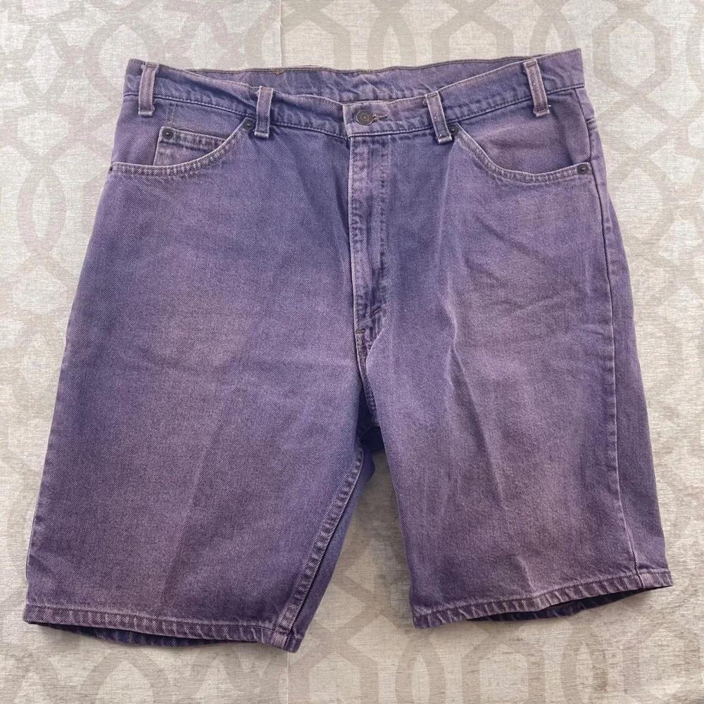 Levi Strauss 550 Mens Purple Denim Shorts Size 38x L Vintage Blue Tab USA‎ Made
